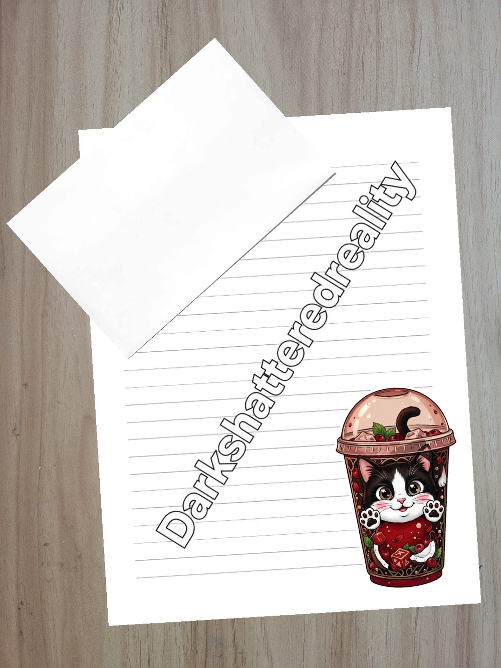 🖤NEW🖤 24pc Black & White Cat Cup Decorative Lined Notepaper